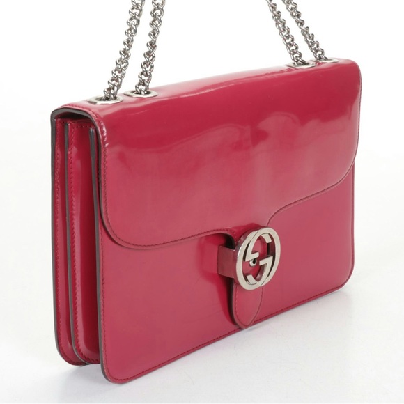 Gucci Fuchsia Leather Chain Shoulder Bag - Picture 3 of 12